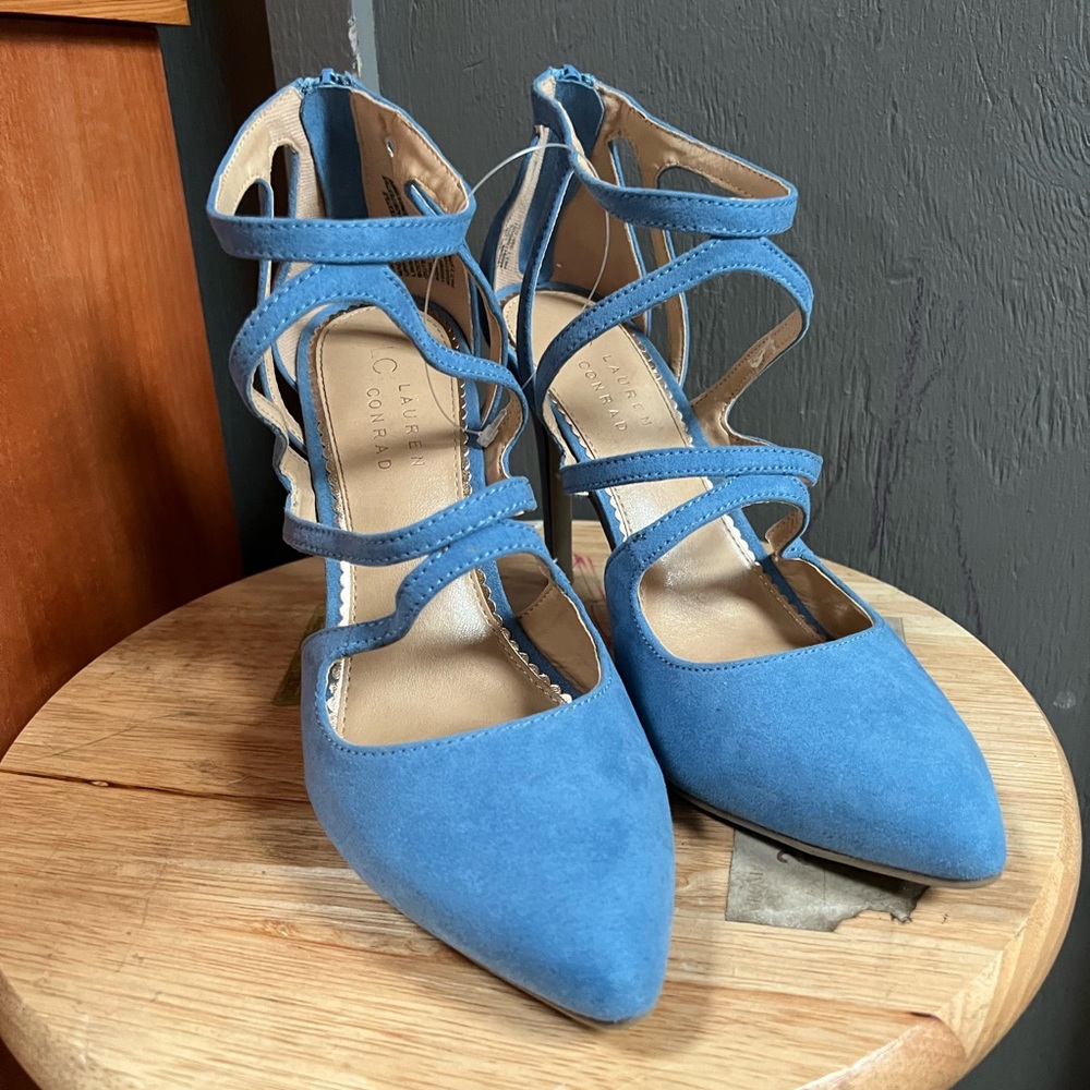 LC Lauren Conrad blue strappy heels